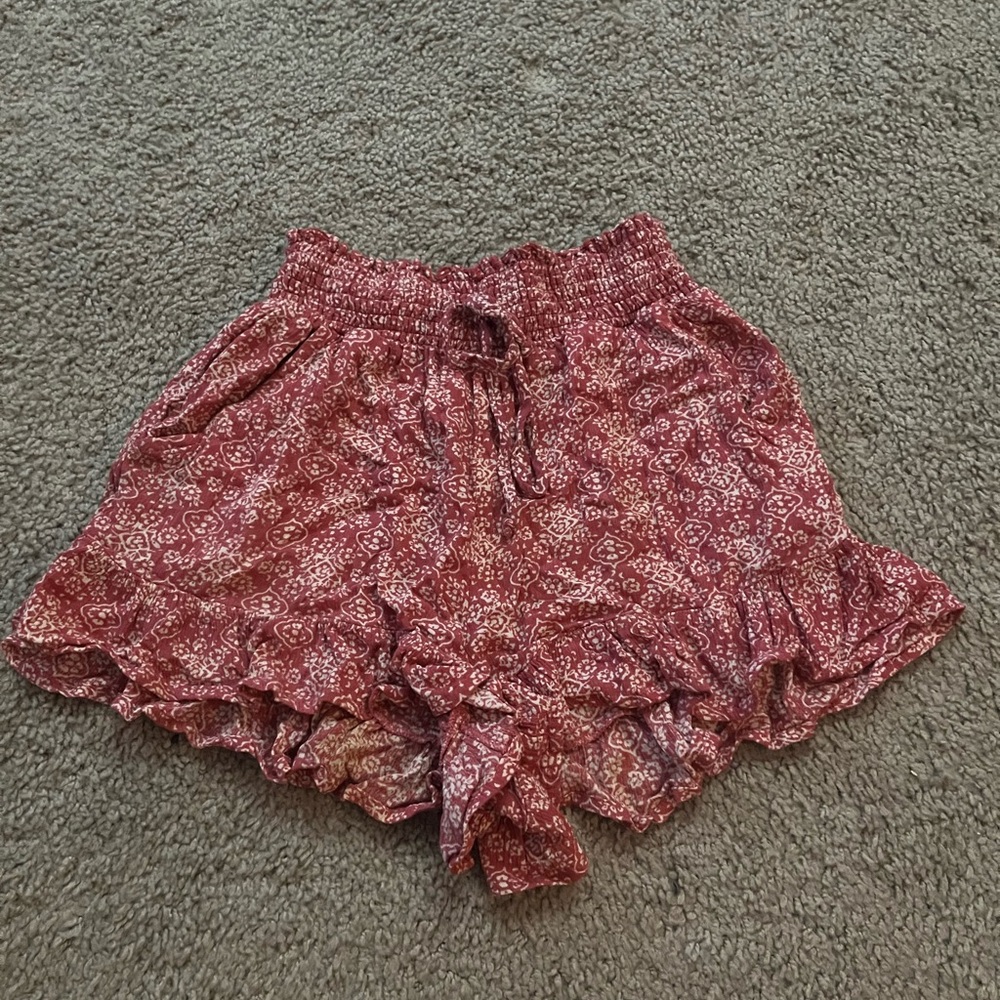 Women's Red Patterned Shorts